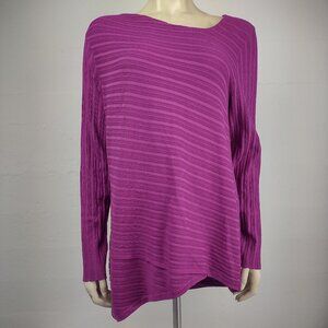 Carlisle Collection fuchsia purple silk blend asymmetrical knit top ladies XL